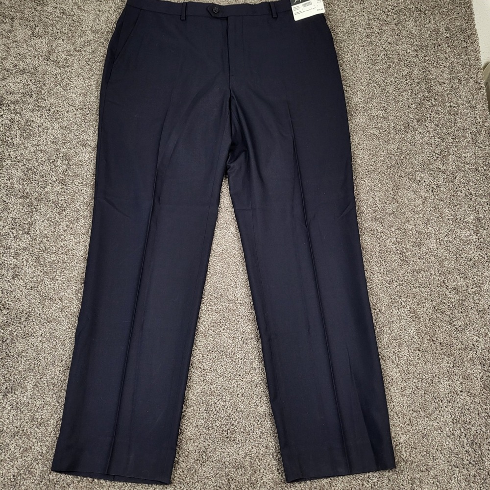 Joseph & Feiss Dress Pants Mens 38x32 Navy NEW Wool Blend Classic Fit Trousers